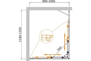 Душевой уголок Cezares Molveno 120х100 хром стекло прозрачное - 3