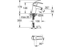 Смеситель Grohe Eurosmart New 23372002 для раковины - 3