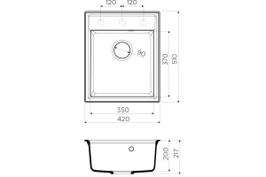 Мойка кухонная Omoikiri Daisen 42-BL черная - 2