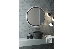 Зеркало круглое STWORKI Гриндстед 80 черное, с подсветкой - 2