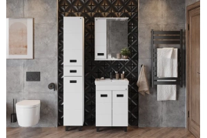 Зеркало-шкаф Onika Балтика Black 58 L с подсветкой, белый (205815) - 3