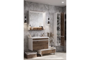 Комплект мебели Aquaton Капри 80 белый-темное дерево - 3