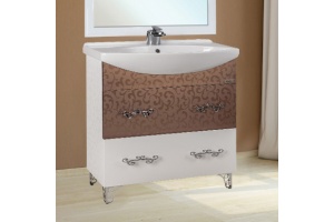 Тумба с раковиной Bellezza Маргарита 120 2 ящика белая/бронза - 2