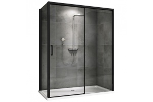 Душевой уголок Abber Komfort 130х90 профиль черный стекло прозрачное