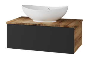 Тумба с раковиной Misty Ива 80 серая - светлое дерево