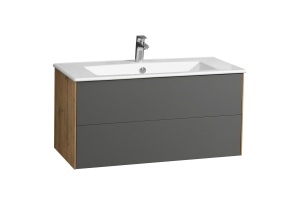 Тумба под раковину Aquaton Сохо 100 серый-светлое дерево - 2