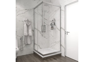 Душевой уголок STWORKI Дублин 90x90 см профиль хром матовый, прозрачное стекло, квадратный