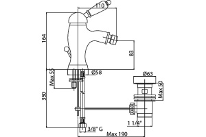 Смеситель Cezares Elite BSM1 03/24 Bi для биде - 2