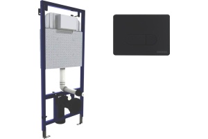 Система инсталляции для унитазов Berges Wasserhaus Novum с кнопкой смыва, черная матовая