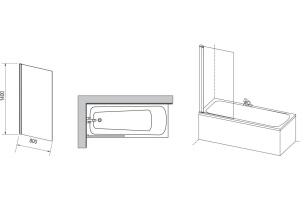 Шторка на ванну Ravak PVS1-80 Transparent, профиль сатин - 3