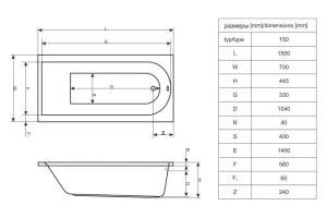 Акриловая ванна Excellent Actima Aurum 150х70 - 3