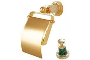 Держатель для туалетной бумаги Boheme Murano золото с зеленым