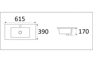 Раковина встраиваемая CeramaLux N 61.5 см белый (9393-60) - 2