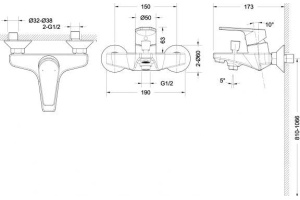 Смеситель Bravat Line F65299C-B-RUS для ванны с душем, с лейкой - 3