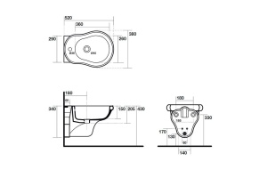 KERASAN Retro Биде подвесное  52*38см с 1 отв. под смеситель, цвет черный - 2