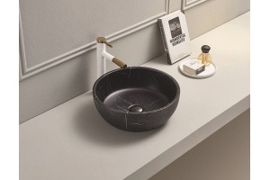 Раковина накладная CeramaLux MNC 41 см под камень/черный (C1111)