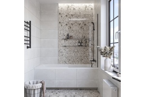 Шторка на ванну DIWO Ростов 4GW013 неподвижная, 80x150, черная матовая - 2