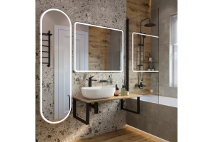 Столешница с раковиной DIWO Элиста 100 светлое дерево, с раковиной Moduo 50 Square - 3