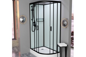 Душевая кабина Frank F412L Black левосторонняя б/к Без крыши - 2