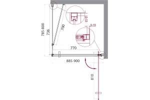 Душевой уголок BelBagno Marmi 90х80 профиль хром стекло прозрачное - 3