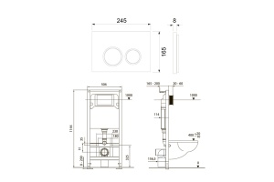 TECE spring комплект 4 в 1 Застенный модуль,панель смыва с круглыми кнопками, белый глянцевый - 2