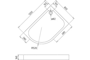 Поддон для душа Gemy ST18 R 120х80 см - 2