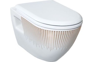 Чаша для унитаза подвесного Creavit TP325 с биде, золото, круги