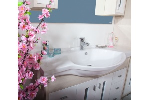 Тумба с раковиной Бриклаер Бали 120 светлая лиственница, белый глянец - 3