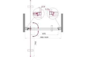Душевая дверь BelBagno Marmi 100х195 профиль хром стекло прозрачное - 3