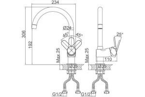 Смеситель для кухонной мойки D&K DA139 хром (DA1392401) - 2