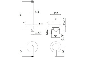 Смеситель Paffoni Light LIG007NO70 С ВНУТРЕННЕЙ ЧАСТЬЮ, для раковины - 3