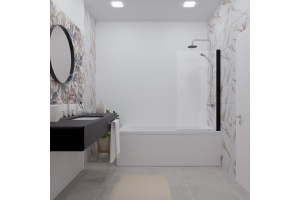 Шторка на ванну DIWO Анапа распашная 75х140, профиль черный матовый - 2