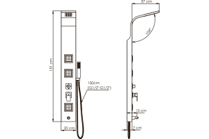 Душевая панель GPD черная матовая DSP09 - 2