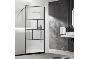 Душевая перегородка Vincea Walk-In 80х200 профиль черный стекло рифленое 