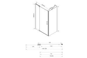 Душевой уголок Vincea Extra 120х80 профиль черный стекло прозрачное - 3