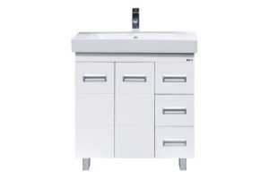 Тумба с раковиной Misty Селена 90 белая глянцевая