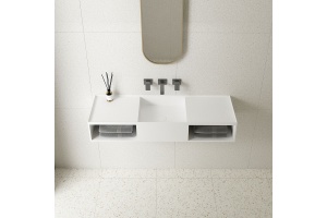 Подвесная раковина Vincea 120х40 белая матовая с полками