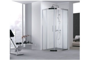 NPE2142 Душевая шторка DELTA ( 900 х 900 х2000 ) нержавеющая сталь стекло прозр 8 мм(R550) (202312)