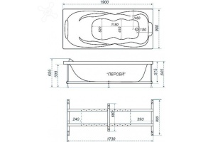 Акриловая ванна Triton Персей 190х90, Н0000025024 - 2