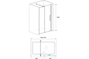 Душевая дверь RGW Tornado 150х195 профиль черный стекло прозрачное - 2