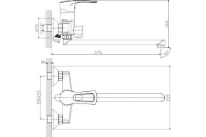 Смеситель для ванны Rossinka  хром (T40-32) - 2