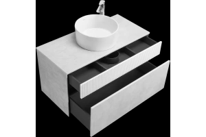 Тумба с раковиной Aquaton Марбл 100 белый-серый - 3