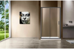 Душевая дверь в нишу Vincea Garda 150х190 профиль сталь стекло прозрачное - 2