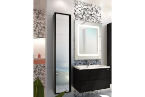 Комплект мебели Aquaton Римини 80 черный глянец