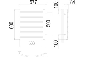 Водяной полотенцесушитель Terminus Классик П6 500x600 Хром боковое подключение - 3