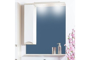 Зеркало-шкаф Бриклаер Токио 70 L светлая лиственница, белый глянец