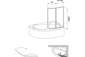 Шторка на ванну Ravak VSK2 Rosa 150 R Rain - 3