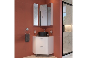 Мебель для ванной STWORKI Лунд 60 белая, с раковиной BOCCHI Vessel черной