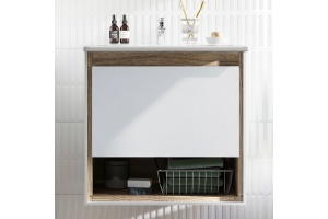 Тумба с раковиной STWORKI Ольтен 60 белая, дуб сонома