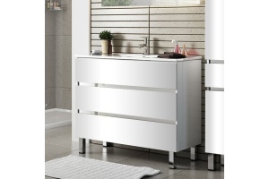 Тумба с раковиной Sanvit Кубэ-3 75 белый глянец